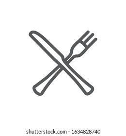 Fork and knife line icon on white background