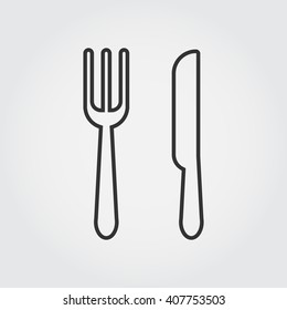 Fork and Knife line icon, outline vector illustration, linear pictogram isolated on gray