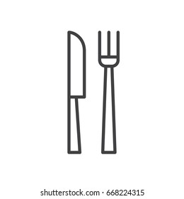 Fork knife line icon, outline vector sign, linear style pictogram isolated on white. Food symbol, logo illustration. Editable stroke. 