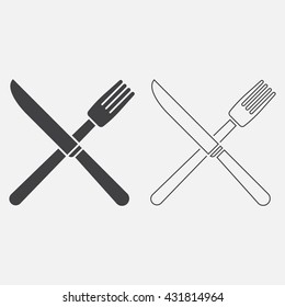 fork knife line icon, restaurant outline and solid vector sign, linear pictogram isolated on white, logo illustration
