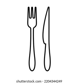 Fork and knife line icon. Traditional cutlery or kitchenware. Vector Illustration 