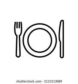 Fork and knife line icon, vector outline logo isolated on white background