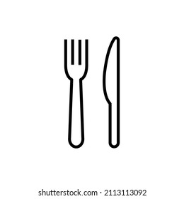 Fork and knife line icon, vector outline logo isolated on white background