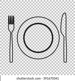 Fork and Knife line vector icon on transparent background