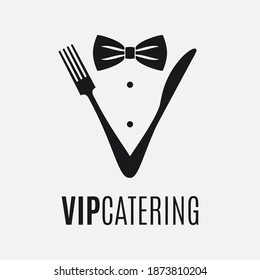 Fork and knife logo. Catering concept on white background