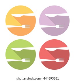 Fork And Knife Logo Flat Style Design Icons Set