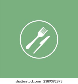 Los iconos del logotipo de la horquilla y del cuchillo son sencillos y memorables. Limpiar la línea. vector de logotipo