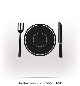 Fork and knife menu vector icon. Hotel resort sign.