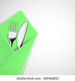 Fork and knife in a napkin. Vector image.