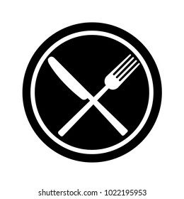 Fork and knife on plate background. Vector illustration