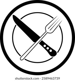 Fork and Knife on Plate vector logo for dining and kitchen