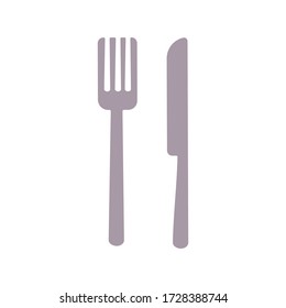 Gabel und Messer auf weißem Hintergrund. Cutlery Stock Vector Illustration.