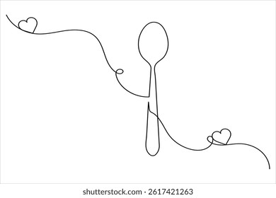 Fork and Knife one line drawing of continuous line  vector illustration