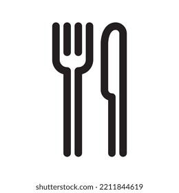 Icono de contorno de bifurcación y cuchillo. Gráficos vectoriales