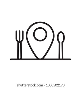 fork and knife in pin location delivery food line style icon vector illustration design