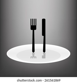 fork, knife and plate