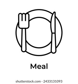 Tenedor y cuchillo con placa que denota el diseño del vector de la comida