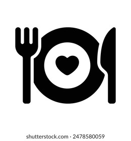 Fork and knife with plate denoting meal vector design