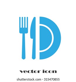 fork, knife and plate icon 