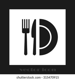 fork, knife and plate icon 