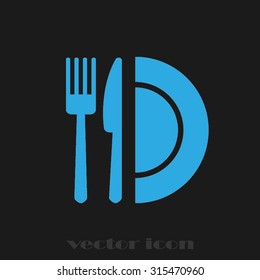 fork, knife and plate icon 