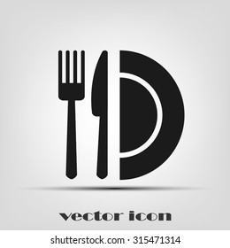 fork, knife and plate icon 