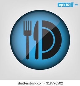 fork, knife and plate icon 