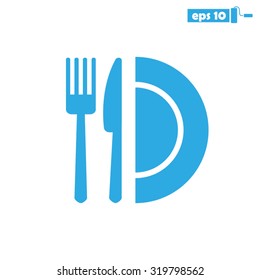 fork, knife and plate icon 