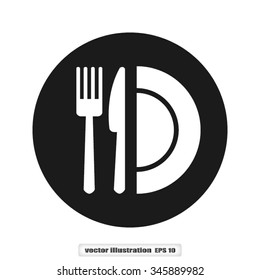 fork knife plate icon