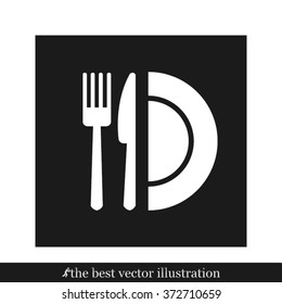 fork, knife and plate icon 