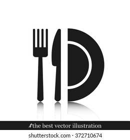 fork, knife and plate icon 