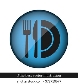 fork, knife and plate icon 
