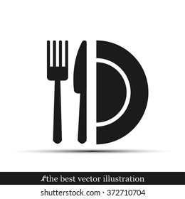 fork, knife and plate icon 
