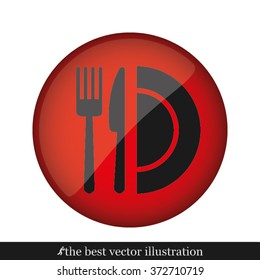 fork, knife and plate icon 