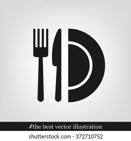 fork, knife and plate icon 