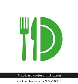 fork, knife and plate icon 