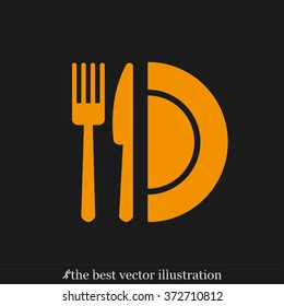 fork, knife and plate icon 