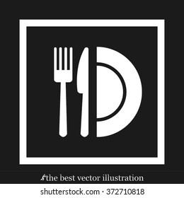 fork, knife and plate icon 