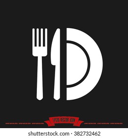 fork knife plate icon 