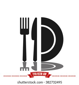 fork knife plate icon 