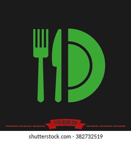 fork knife plate icon