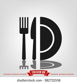fork knife plate icon