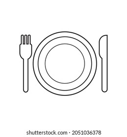 Fork, knife, plate icon flat design illustration