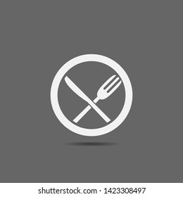 Fork, knife and plate icon. Restaurant or cafe symbol, Vector illustration