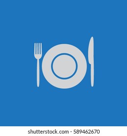 Fork, knife and plate icon, utensil vector illustration
