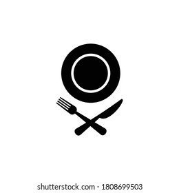 fork, knife, plate icon vector symbol of restaurant, cooking equipment isolated illustration white background