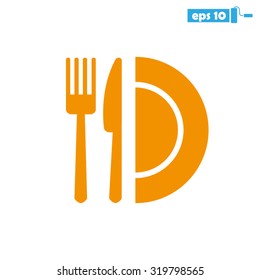 Fork Knife Plate Icon Vector Illustration Eps10.