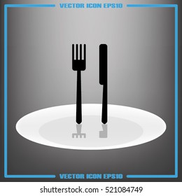 fork, knife, plate icon vector illustration eps10. Isolated badge for website or app - stock infographics
