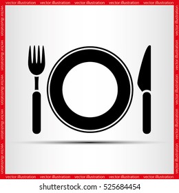 fork, knife, plate icon vector illustration eps10.
