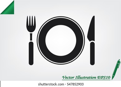 fork, knife, plate icon vector illustration.